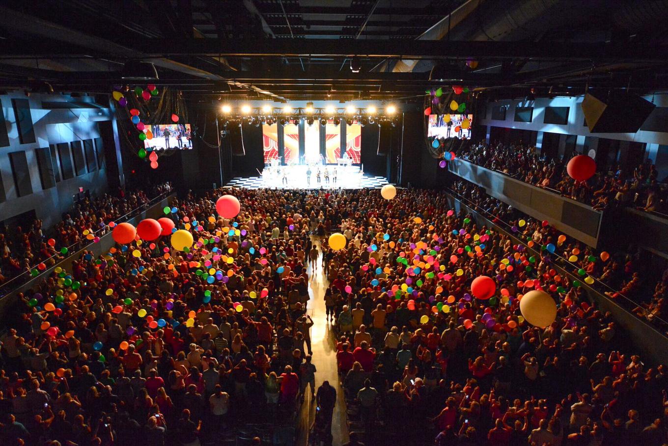 A large concert venue with a crowd